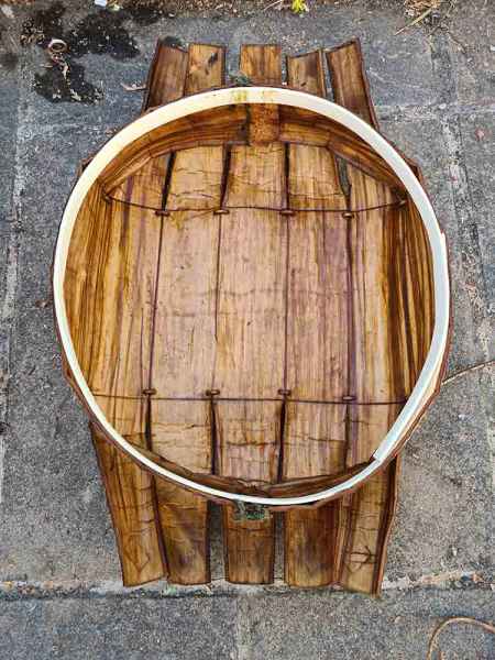 Sweet chestnut trug shape forming